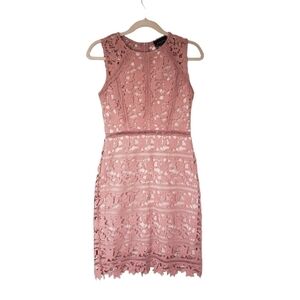 Dress Forum Lace Sheath Party Dress Pink Over Nude Base